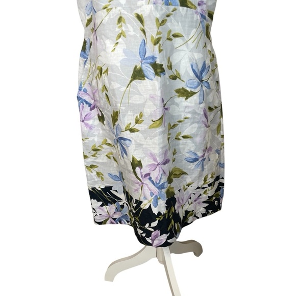 J. Jill Love Linen Floral Sleeveless Shift Dress V-Neck Medium Wedding Guest EUC - Picture 4 of 13